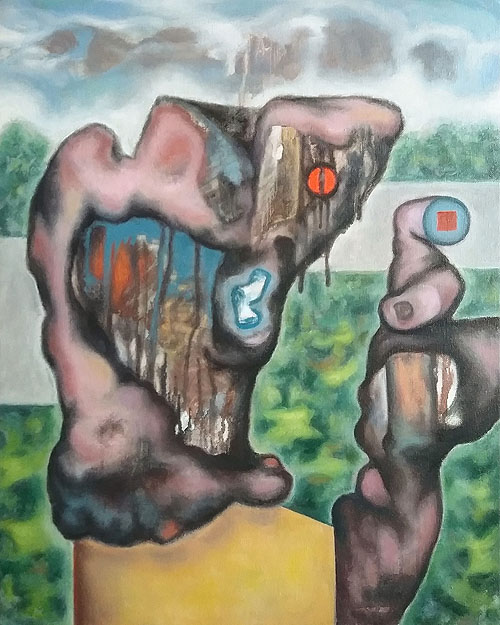 Surveyor 2018, oil on canvas 20x16 inches